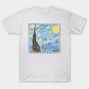 Starry night by Bart Simpson T-Shirt